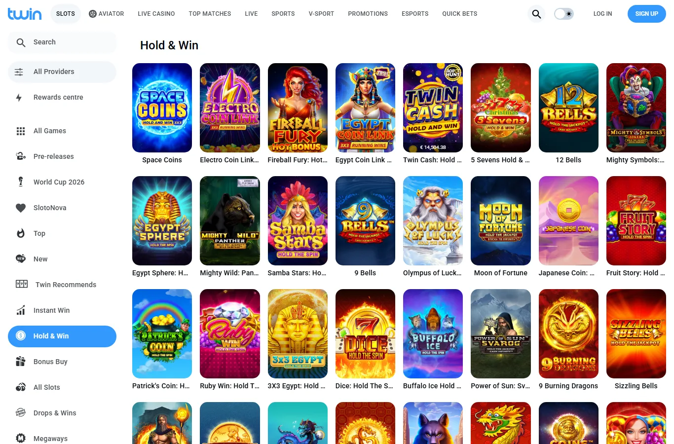 Hold and Win-kategorin i Twins spelutbud